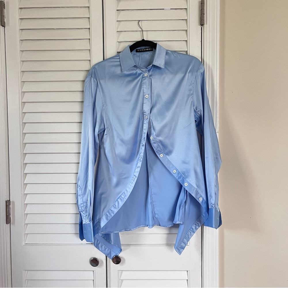 Y/Project Sky Blue Satin Shirt